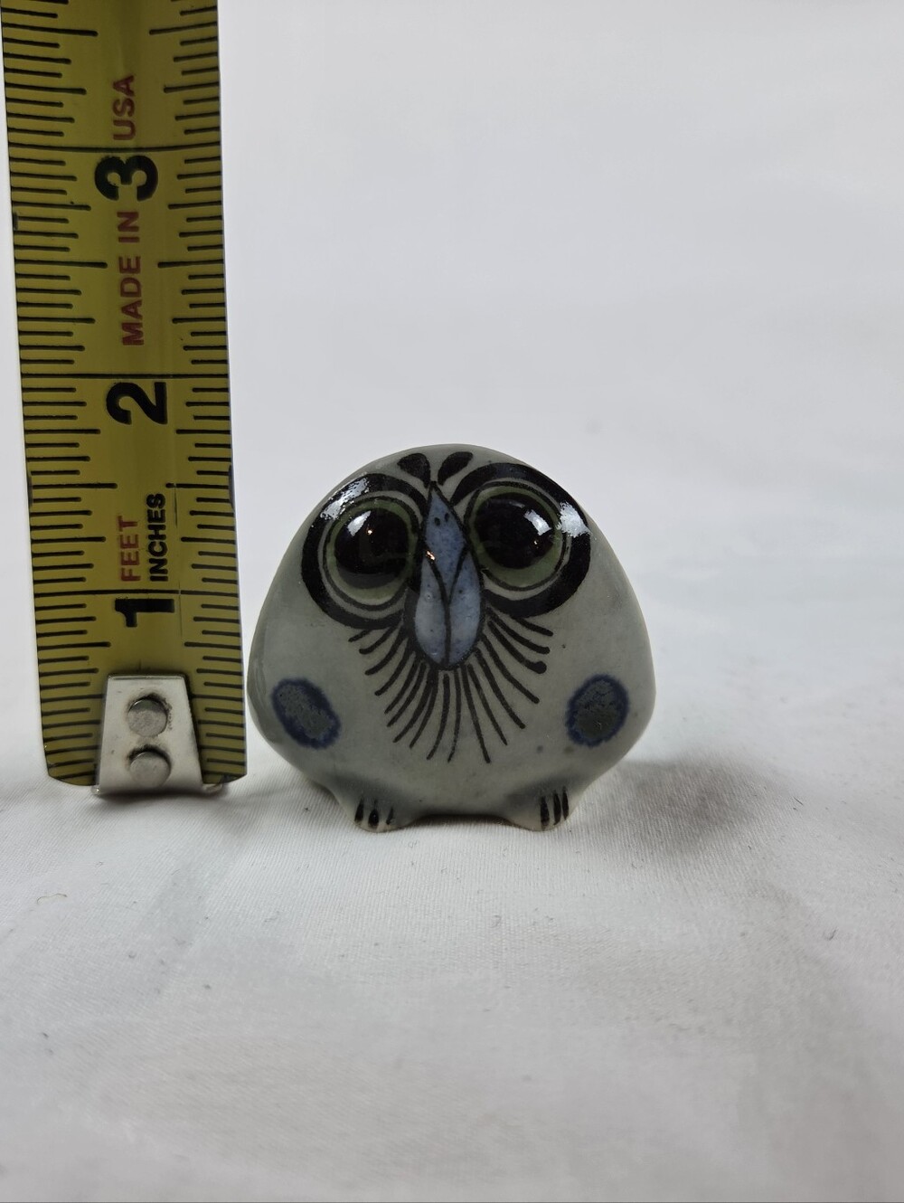 Mexican Tonala Hand Painted Owl Figure 1.75"h - Picture 7 of 7